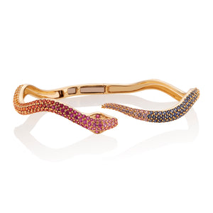 
                  
                    Load image into Gallery viewer, lilor jewels rainbow sapphire elysium snake bangle
                  
                