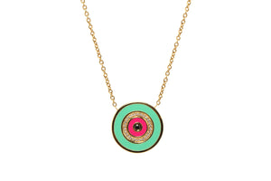 
                  
                    Load image into Gallery viewer, Lilor Eye necklace 18k gold enamel, white and black diamonds
                  
                