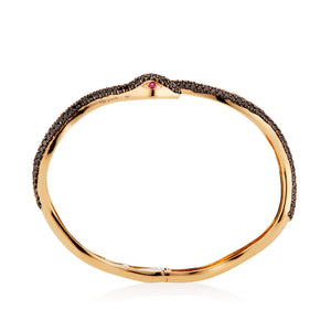 
                  
                    Load image into Gallery viewer, Lilor Jewels black diamond ruby eyes elysium snake bangle bracelet cuff
                  
                