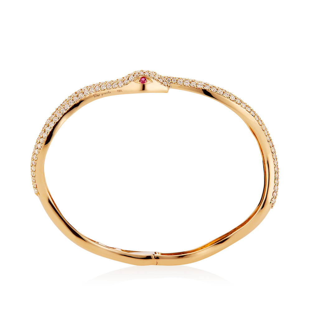 
                  
                    Load image into Gallery viewer, white diamonds elysium ruby bangle lilor jewels
                  
                