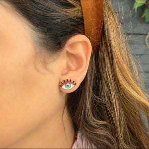 
                  
                    Load image into Gallery viewer, Lilor Eye Lashes Enamel Studs
                  
                