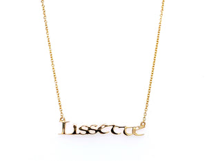 
                  
                    Load image into Gallery viewer, lilor jewels gothic gold name personalized necklace
                  
                