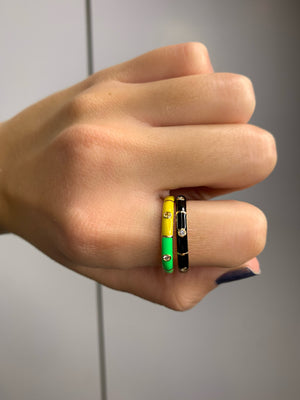 
                  
                    Load image into Gallery viewer, Icarus Enamel Neon Green/Yellow Two-In-One Ring
                  
                