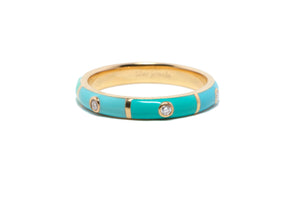 
                  
                    Load image into Gallery viewer, Icarus enamel ring lilor jewels in mint and turquoise ombre with diamonds, ring stack fine jewelry
                  
                