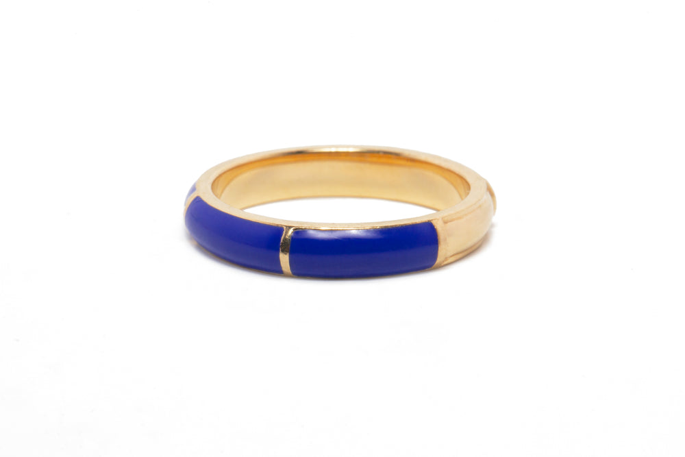 
                  
                    Load image into Gallery viewer, Naked Icarus Ring Yellow Gold Royal Blue Enamel Fine Jewelry Fun Stack
                  
                