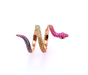 
                  
                    Load image into Gallery viewer, lilor jewels rainbow elysium snake ring sapphires
                  
                