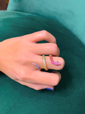 
                  
                    Load image into Gallery viewer, lilor jewels rainbow elysium snake ring sapphires
                  
                